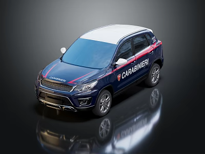 Carabinieri Blue White SUV With Red Stripes Stylish Exterior Design 3d model
