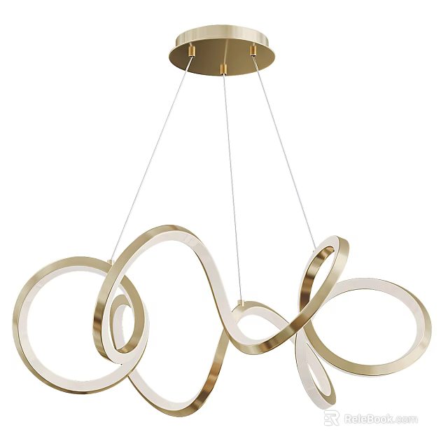 Modern Gold Circular Design Chandelier with Sleek Lines and Hanging Structure 3d model