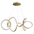 Modern Gold Circular Design Chandelier with Sleek Lines and Hanging Structure 3d model