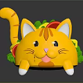 Cute Yellow Cat Shaped Burger Plush Toy With Smiling Face And Tail