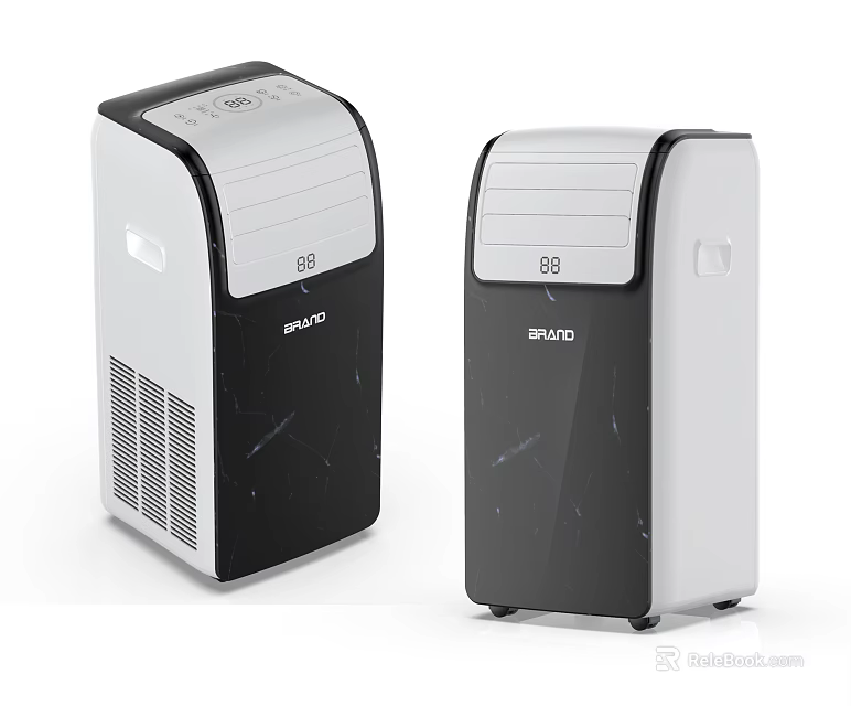 ZHUO Air Conditioner Fan Two Units Black And White Design With Control Panel 3d model 