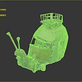 Vintage Snail Shaped Vehicle With Metallic Shell Antenna And Cage Top