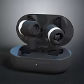 Modern Black Wireless Earbuds With Ergonomic Design And Charging Case 3d model