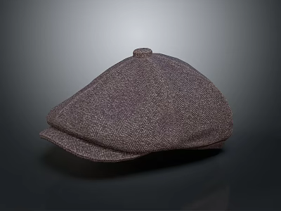 Classic Woven Tweed Newsboy Hat With Small Button And Flat Brim Detail 3d model
