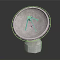 Large Circular Metallic Satellite Dish Antenna With Central Mechanism And Square Base Pedestal