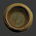 Hand Carved Yellow Brown Pottery Vase With Textured Surface And Artisan Details