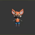 Cute Orange Cartoon Fox Character With Big Ears Glasses Orange Vest And Purple Shoes