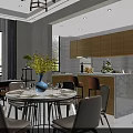 Modern Dining Room Interior With Stylish Dining Table Chandelier And Wall Decor