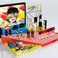 Stylish Colorful Display Shelves With Cosmetics Lipsticks Perfumes And Decorative Posters