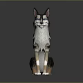 Sitting Dog 3D Character Model Featuring Blue Eyes And Brown White Fur