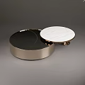 Round Coffee Table with Rotating Marble and Black Top Metal Frame Design 3d model