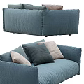 Blue Upholstered Sectional Sofa With Light Gray And Beige Pillows Modern Design 3d model