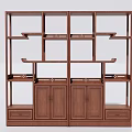 Dark Brown Wooden Decorative Cabinet With Open Shelves And Drawers Design