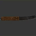 Vintage Weapon Knife with Metal Blade Brown Wooden Handle and Metal Ring