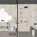 Modern Bathroom Interior Design With Light Colored Tiles Unique Mirror Vanity Bathtub And Shower