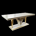Elegant Modern Dining Table With White Tabletop And Golden Legs Design