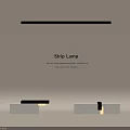 Modern White Reception Desks With Black Accents And Strip Lamp Above