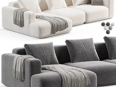 Modern Multi Seater Sectional Sofa with Pillows Throws and Color Options 3d model
