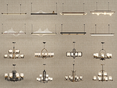 New Chinese Chandelier Combination 3d model