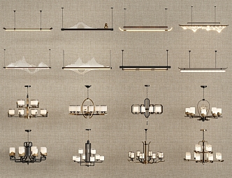 New Chinese Chandelier Combination 3d model