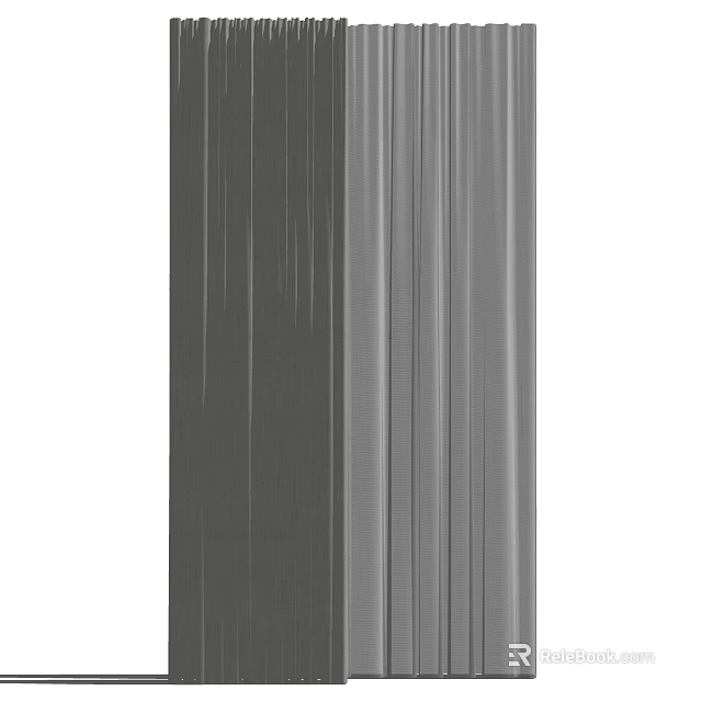 Elegant Gray Textured Curtains for Home Interior Decor with Smooth Drapery 3d model 