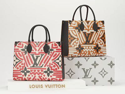 Louis Vuitton Fashionable Handbags With Red Brown Patterns And LV Monogram Design 3d model