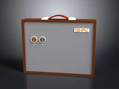 Portable Control Instrument With Brown Frame Gray Panel Two Knobs Digital Display And Red Handle 3d model