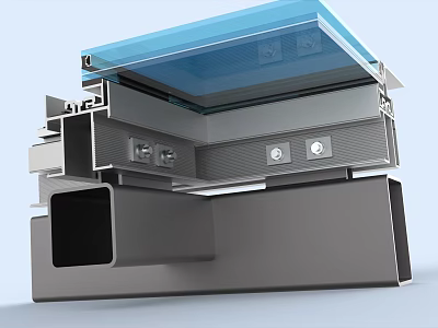Building Component With Metal Frame Glass Top Panel Screws And Structural Supports 3d model