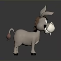 Cute Cartoon Donkey Toy Figure With Brown Mane And White Body