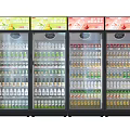 Commercial Beverage Display Refrigerators with Top Advertising Panels Stocked Assorted Drinks 3d model