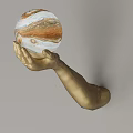 Golden Hand Shaped Wall Lamp Holding Planet Like Sphere Decoration