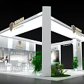 Guizhou Yibaicheng Modern Exhibition Booth With Reception Counter Green Plants And Display Screen