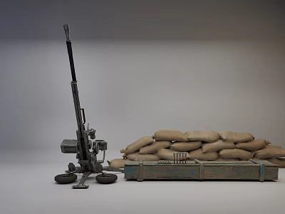 Modern sandbag anti-aircraft gun 3d model