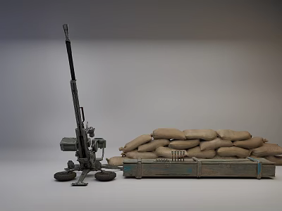 Modern sandbag anti-aircraft gun 3d model Modern sandbag anti-aircraft gun 3d model