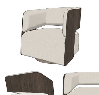 Modern Single Sofa Solid Wood Fabric Leisure Chair 3d model