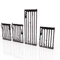 Four Black Wrought Iron Railings With Ornate Designs And Spiked Tops