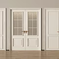 Elegant White Double Doors Interior With Frosted Glass Panels And Wooden Floor