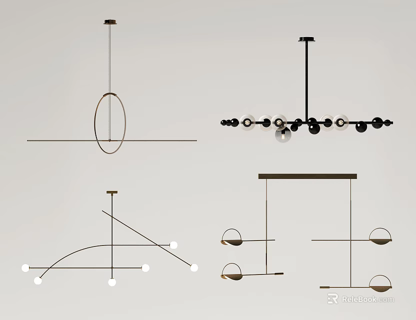 Various Modern Chandelier Designs Featuring Unique Contemporary Structures For Interior Spaces 3d model