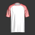 Red And White Raglan Short Sleeve T-shirt With Classic Casual Style