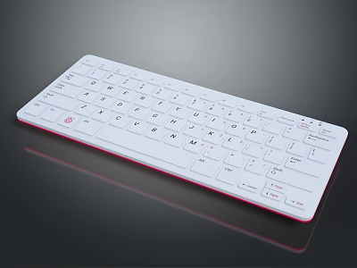Sleek Ultra Thin Wireless White Keyboard with Pink Edge and Modern Design 3d model