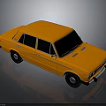 Orange Vintage Sedan With Black Windows And Retro Body Design