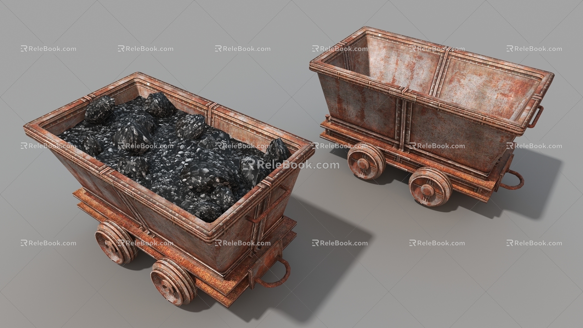 Mine car Coal mine transport car Old mine car 3d model