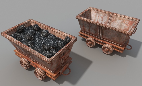 Mine car Coal mine transport car Old mine car 3d model