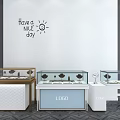 Modern Retail Display Cabinets With Glass Doors Wood Frame And LOGO Panels