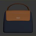 Elegant Modern Stylish Leather Handbag Featuring Orange Blue Accents And Top Handle