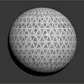 Modern White Spherical Decorative Object With Geometric Triangular Grid Pattern 3d model