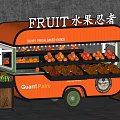 Fruit Cart with Orange Green Design Selling Daily Fresh Fruits Watermelon Oranges by Guarrl Paire