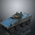Military Wheeled Armored Vehicle with Camouflage Paint Roof Turret and Protective Armor