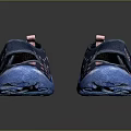 Dark Blue Kids Shoes With Pink Heart Patterns Velcro Strap And Blue Soles