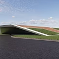 Modern Architectural Building With Green Roof And Curved Design